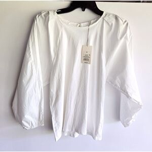 NEW A New Day 100% Cotton White Balloon Sleeve Blouse Size M